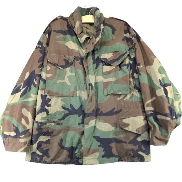 U.S. Army Mens Camo Cold Weather Field Coat Green Brown Size M Short - Picture 1 of 12